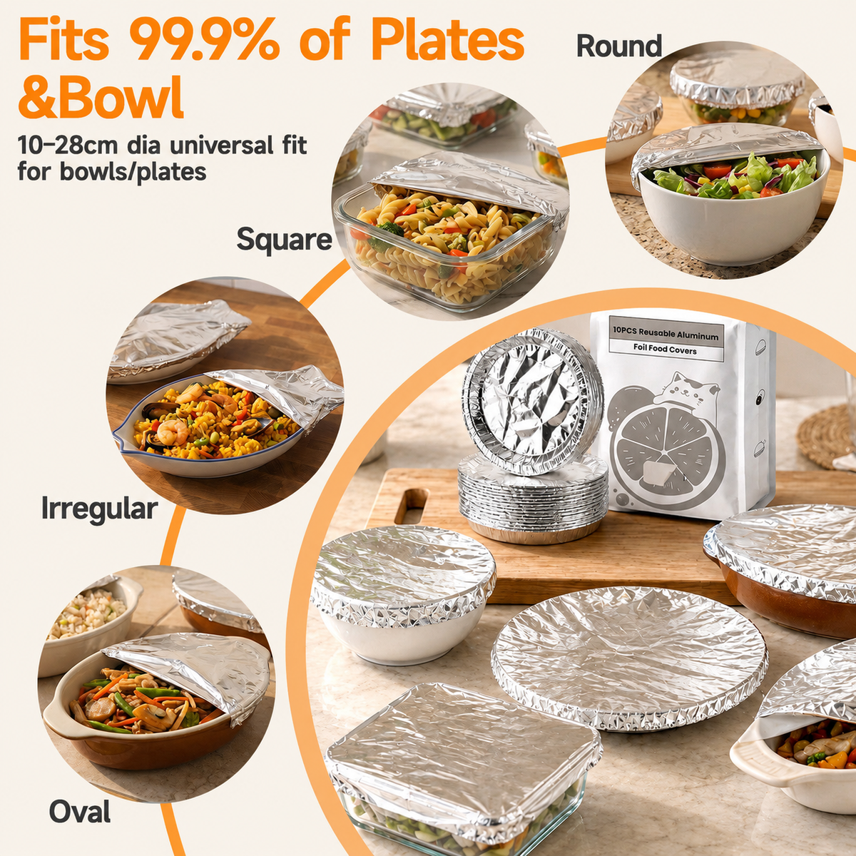 SVOZK® 🍽️ Reusable Elastic Foil Food Covers — Keep Leftovers Fresh, Cover Bowls & Plates in Seconds 🥗