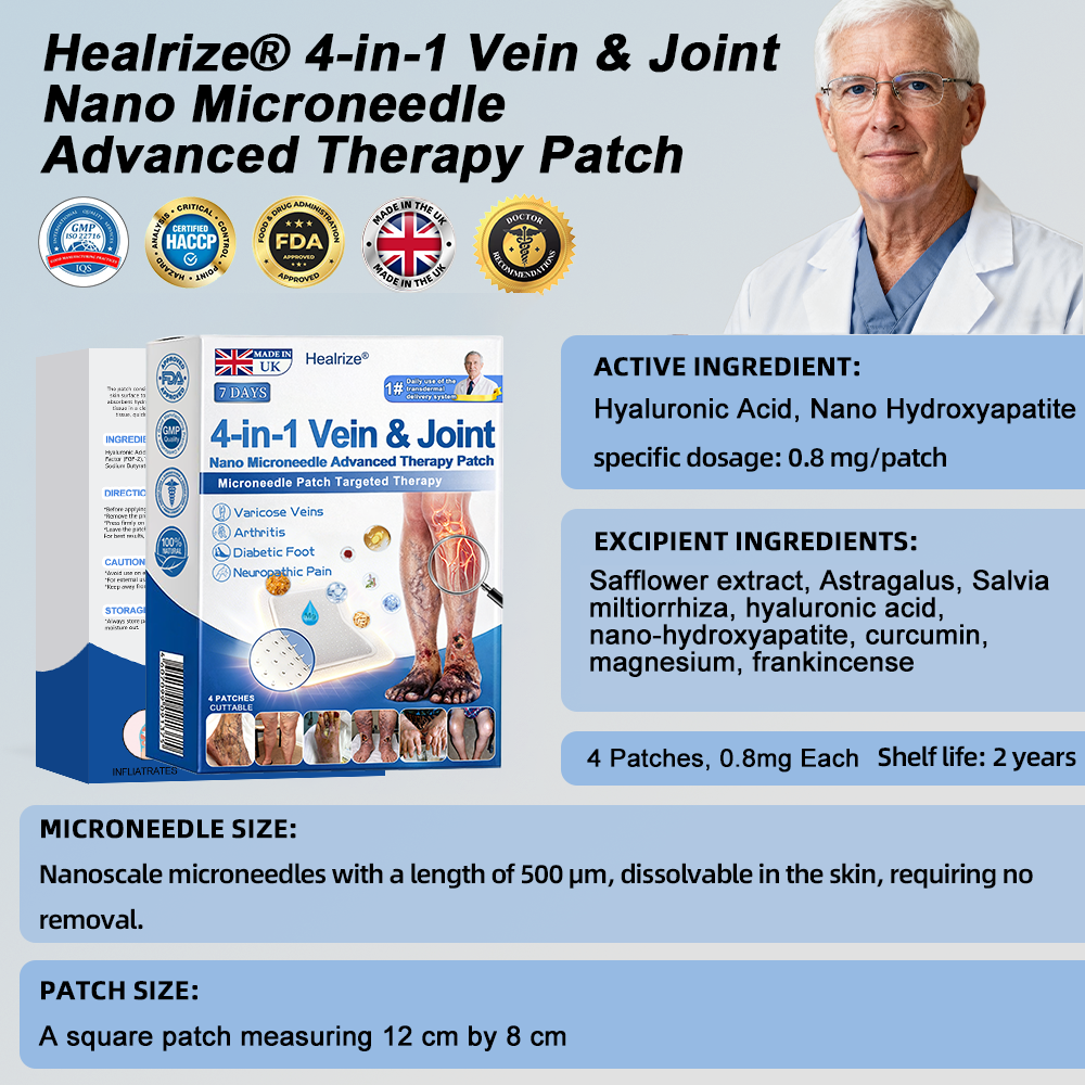 Healrize® 🦵4-in-1 Vein & Joint Nano Microneedle Advanced Therapy Patch🔥Instant Relief, Long-Term Results