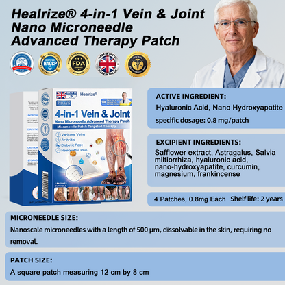 Healrize® 🦵4-in-1 Vein & Joint Nano Microneedle Advanced Therapy Patch🔥Instant Relief, Long-Term Results