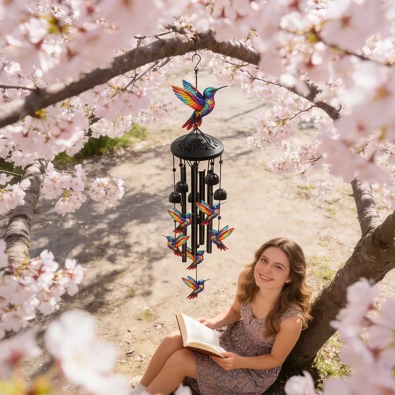 🔥Juneteenth 49% OFF-🐦SVOZK® Vintage Colorful Hummingbird Wind Chime with Metal Tubes and Bells