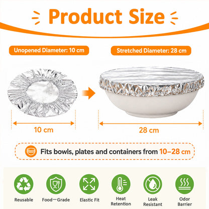 SVOZK® 🍽️ Reusable Elastic Foil Food Covers — Keep Leftovers Fresh, Cover Bowls & Plates in Seconds 🥗