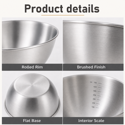 Billhol® Stainless Steel Measuring Mixing Bowl