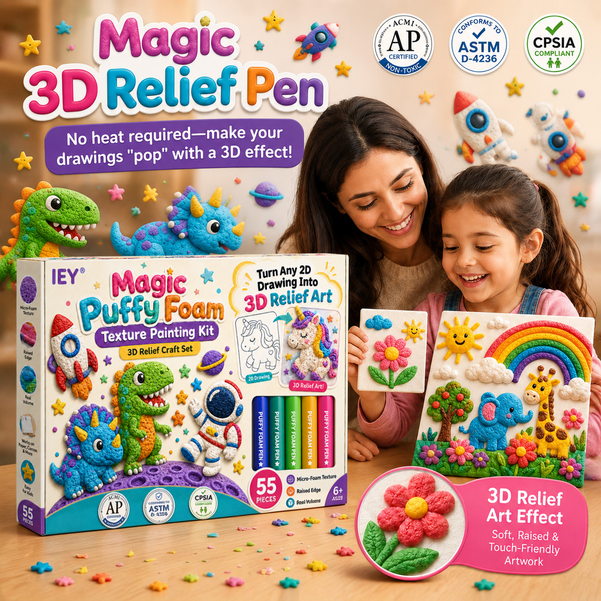 🎉 LAST DAY TO SAVE 50%! ✨ IEY® 3D Relief Art Pen — Watch Your Drawings Rise Into Touchable 3D Art (No Heat Needed!)🎨
