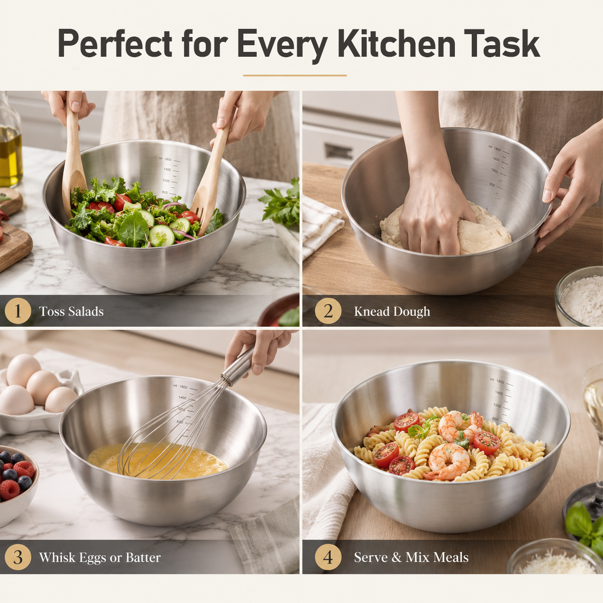Billhol® Stainless Steel Measuring Mixing Bowl