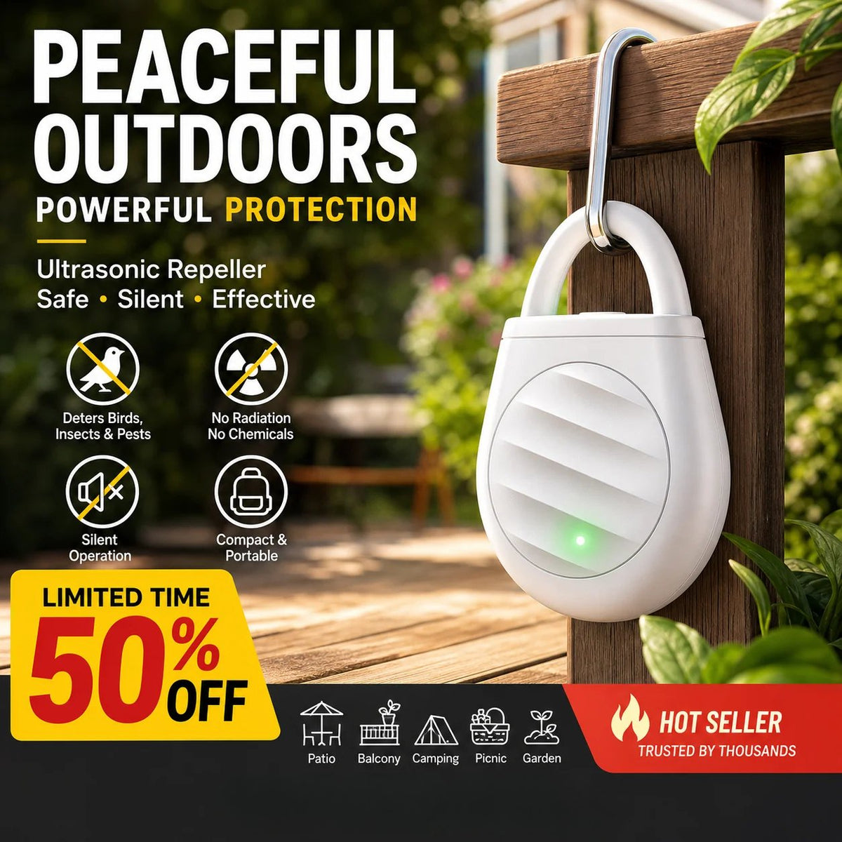 🐦Oneswear® Portable Ultrasonic Bird Repeller – Compact & Rechargeable