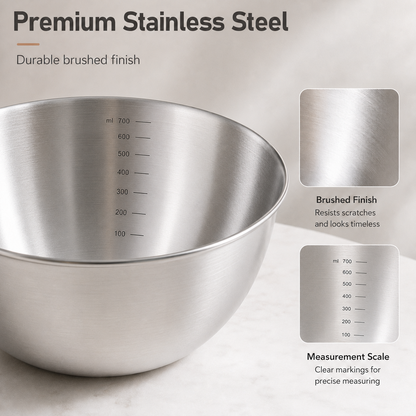 Billhol® Stainless Steel Measuring Mixing Bowl