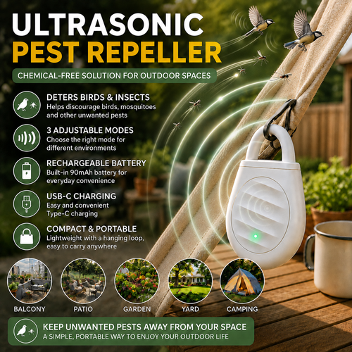 🐦Oneswear® Portable Ultrasonic Bird Repeller – Compact & Rechargeable