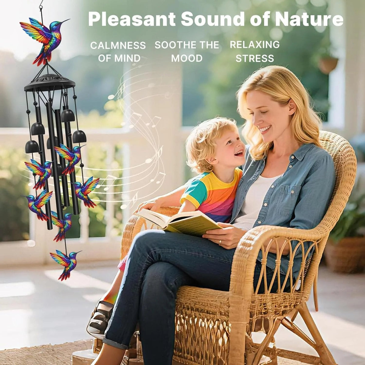 🔥Juneteenth 49% OFF-🐦SVOZK® Vintage Colorful Hummingbird Wind Chime with Metal Tubes and Bells